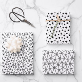 Zwart-wit abstracte lijnen en stippen inpakpapier vel