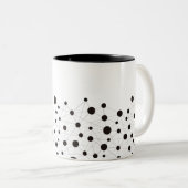 Zwart-wit abstracte lijnen en stippen tweekleurige koffiemok (Voorkant rechts)