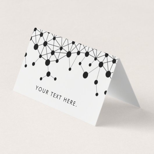 Zwart-wit abstracte lijnen en stippen visitekaartje (Achterkant)