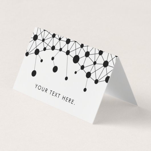 Zwart-wit abstracte lijnen en stippen visitekaartje (Voorkant)
