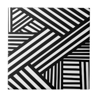 Zwart-wit abstracte lijnen moderne Op-art Tegeltje