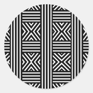 Zwart-wit abstracte lijnen ronde sticker