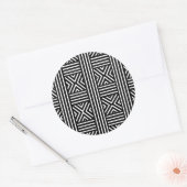 Zwart-wit abstracte lijnen ronde sticker (Envelop)
