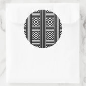 Zwart-wit abstracte lijnen ronde sticker (Tas)