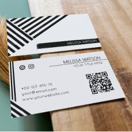 Zwart-wit abstracte lijnen urban modern visitekaartje