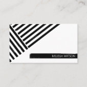 Zwart-wit abstracte lijnen urban modern visitekaartje (Voorkant)