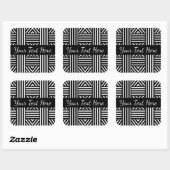 Zwart-wit abstracte lijnen vierkante sticker (Vel)