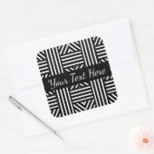 Zwart-wit abstracte lijnen vierkante sticker (Envelop)