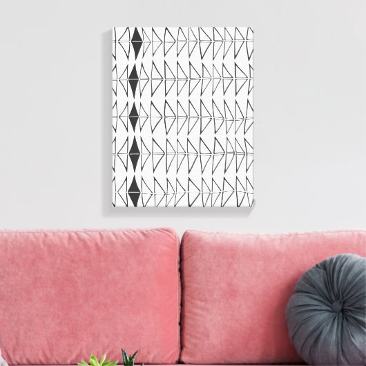 Zwart wit Abstracte lijnen vormen artsy patroon Canvas Afdruk (Insitu (Woonkamer))