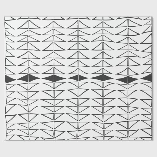 Zwart wit Abstracte lijnen vormen Quirky Pattern Cadeaupapier (Vlak)