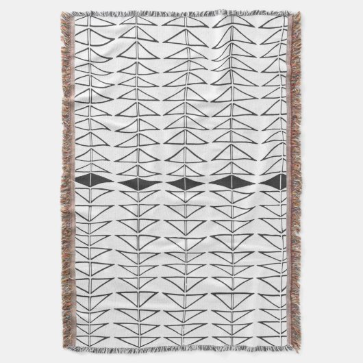 Zwart wit Abstracte lijnen vormen Quirky Pattern Deken (Voorkant Verticaal)