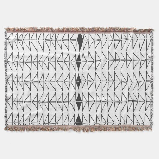 Zwart wit Abstracte lijnen vormen Quirky Pattern Deken (Voorkant)
