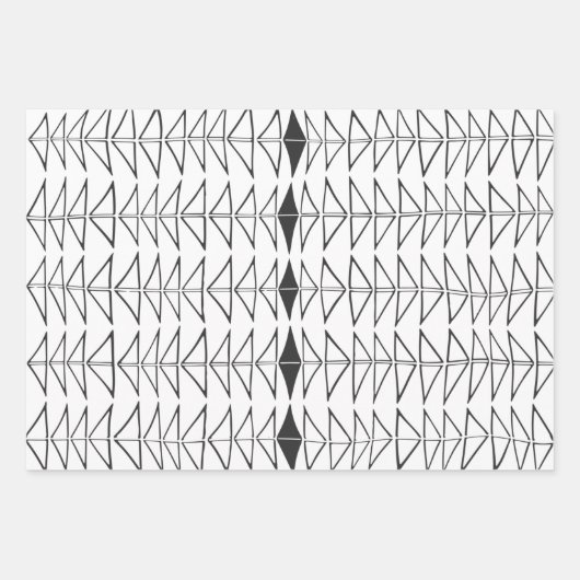 Zwart wit Abstracte lijnen vormen Quirky Pattern Inpakpapier Vel (Voorkant 2)