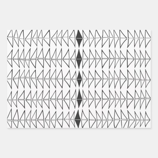 Zwart wit Abstracte lijnen vormen Quirky Pattern Inpakpapier Vel (Voorkant)