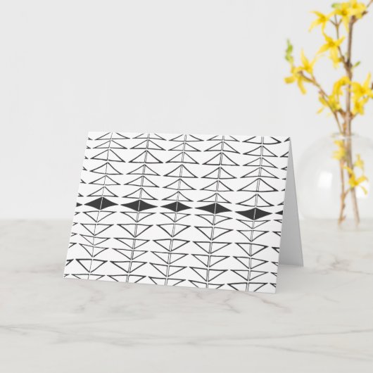 Zwart wit Abstracte lijnen vormen Quirky Pattern Kaart (Gele Bloem)