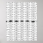 Zwart wit Abstracte lijnen vormen Quirky Pattern Poster (Voorkant)