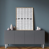 Zwart wit Abstracte lijnen vormen Quirky Pattern Poster