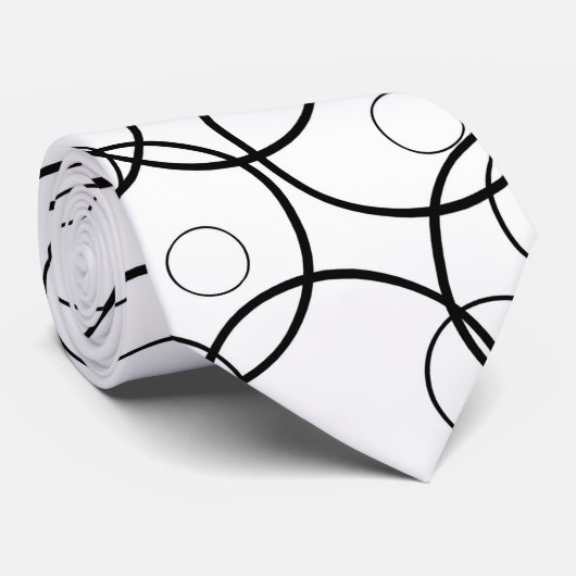 Zwart-wit Abstracte lineaire cirkels Stropdas (Opgerold)