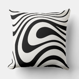 Zwart-wit abstracte marmerstijl kussen