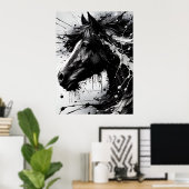 Zwart-wit Abstracte muurkunst, Paard Poster (Thuiskantoor)