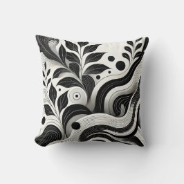 Zwart-wit Abstracte Natuur ontwerp Kussen