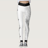 Zwart-wit abstracte polka stip schedels leggings (Voorkant)