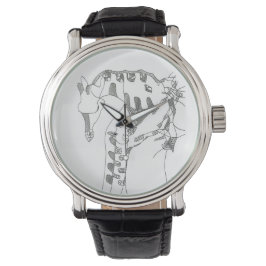 Zwart-wit abstracte stok tapijten houten wand horloge