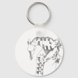 Zwart-wit abstracte stok tapijten houten wand sleutelhanger