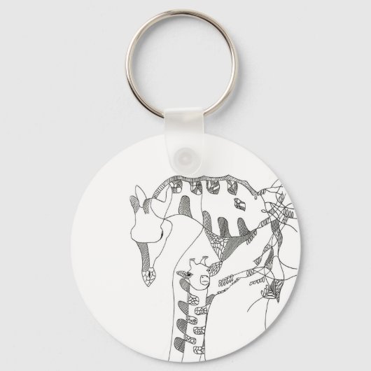 Zwart-wit abstracte stok tapijten houten wand sleutelhanger (Voorkant)