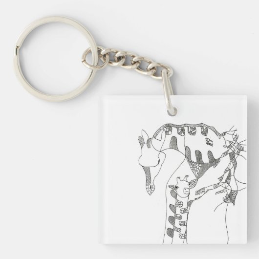 Zwart-wit abstracte stok tapijten houten wand sleutelhanger (voorkant)