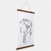 Zwart-wit abstracte stokfiguur wandtapijten hangend wandkleed (Gebogen)