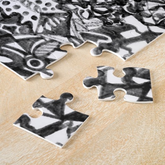 Zwart-wit Abstracte tekenpuzzel Legpuzzel (Zijkant)