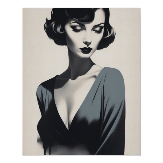 Zwart-wit Abstracte vrouw Perfect Poster (Voorkant)