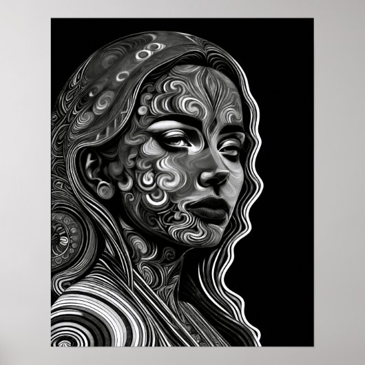 Zwart-wit Abstracte vrouw Poster (Voorkant)