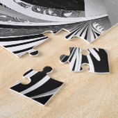 Zwart & Wit Abstracte werveling van Modern Beauty Legpuzzel (Zijkant)