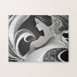 Zwart & Wit Abstracte werveling van Modern Beauty Legpuzzel