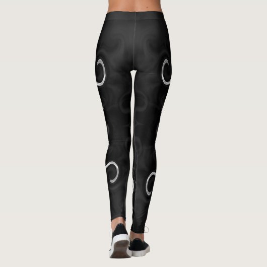 Zwart-wit Abstracte zeester Leggings (Achterkant)