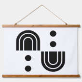 Zwart-wit abstraheert houten tapijt hangend wandkleed (Voorkant)