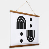 Zwart-wit abstraheert houten tapijt hangend wandkleed (Gebogen)