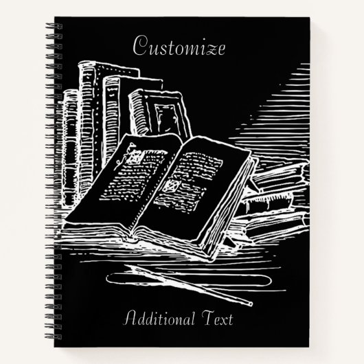 Zwart-wit Academia gepersonaliseerd Notitieboek (Voorkant)