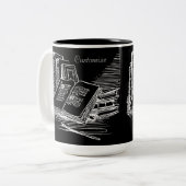 Zwart-wit Academia gepersonaliseerd Tweekleurige Koffiemok (Voorkant links)