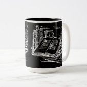 Zwart-wit Academia gepersonaliseerd Tweekleurige Koffiemok (Voorkant rechts)