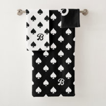 Zwart-wit Ace van Schoppen Patroon Monogram
