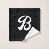 Zwart-wit Ace van Schoppen Patroon Monogram Bad Handdoek (Wasdoekje)