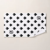 Zwart-wit Ace van Schoppen Patroon Monogram Bad Handdoek (Handdoek)