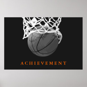 Zwart Wit Achievement Basketbal Poster