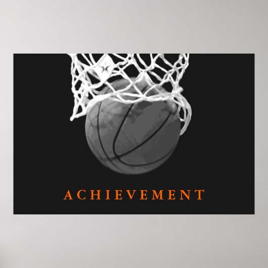 Zwart Wit Achievement Basketbal Poster (Voorkant)