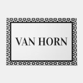 Zwart-wit Achternaam Deurmat Modern Design (Voorkant)