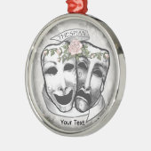 Zwart-wit actermaskers metalen ornament (Links)