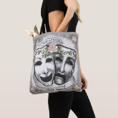 Zwart-wit actermaskers tote bag (Dichtbij)
